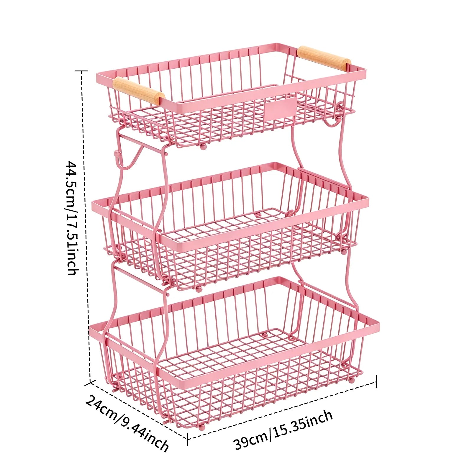 Fruit basket restaurant snack storage fruit basket wrought iron kitchen countertop removable fruit and vegetable storage basket Oasis Select Pink three layers