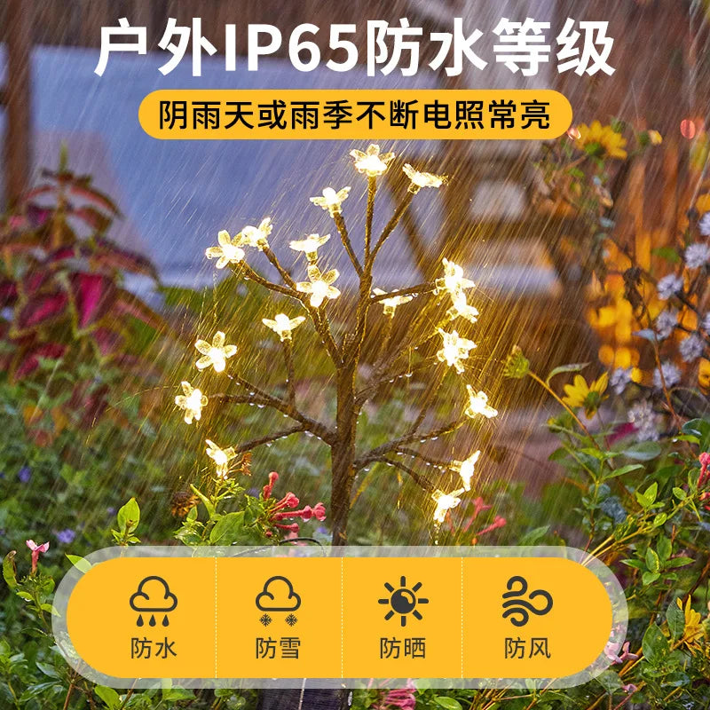 LED Solar Waterproof Cherry Blossom Branch Lamp, Firefly Garden Outdoor Lawn Ground Insert Lamp Oasis Select