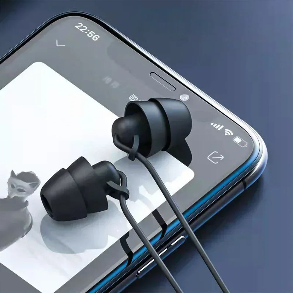 Silicone Sleep Earphones 3.5mm Wired In-Ear Headphones with Mic