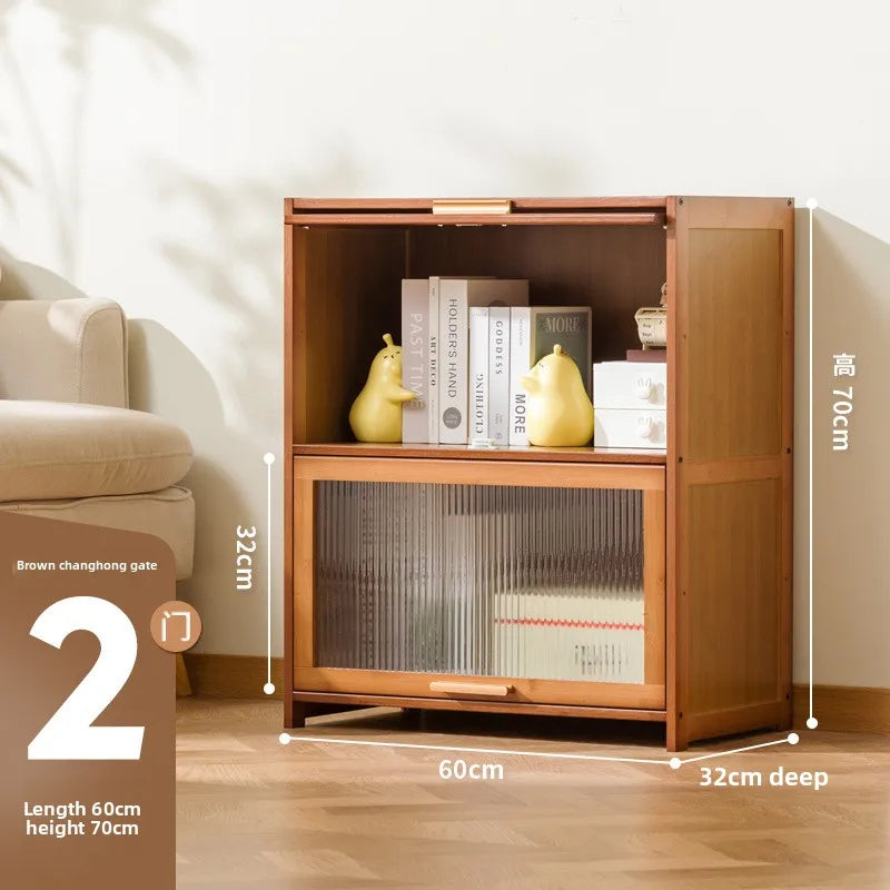 with door dustproof floor rack children's book cabinet household living room multi-layer storage cabinet storage display cabinet Oasis Select 60 long two doors