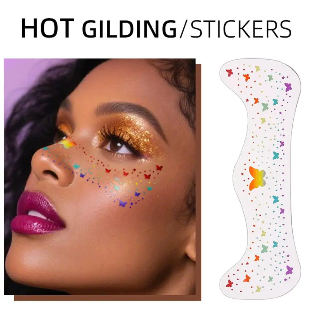 4th of July Glitter Face Tattoos – 2Pcs Patriotic Freckle Stickers Temporary Face Tattoos Oasis Select