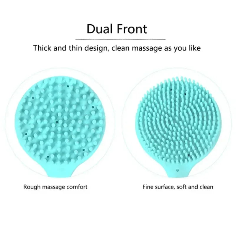 Double-Sided Shower Body Brush Silicone Long Handle Bathroom Wash Brush Bathing Massages Back Body Exfoliating Brush 1pc Oasis Select