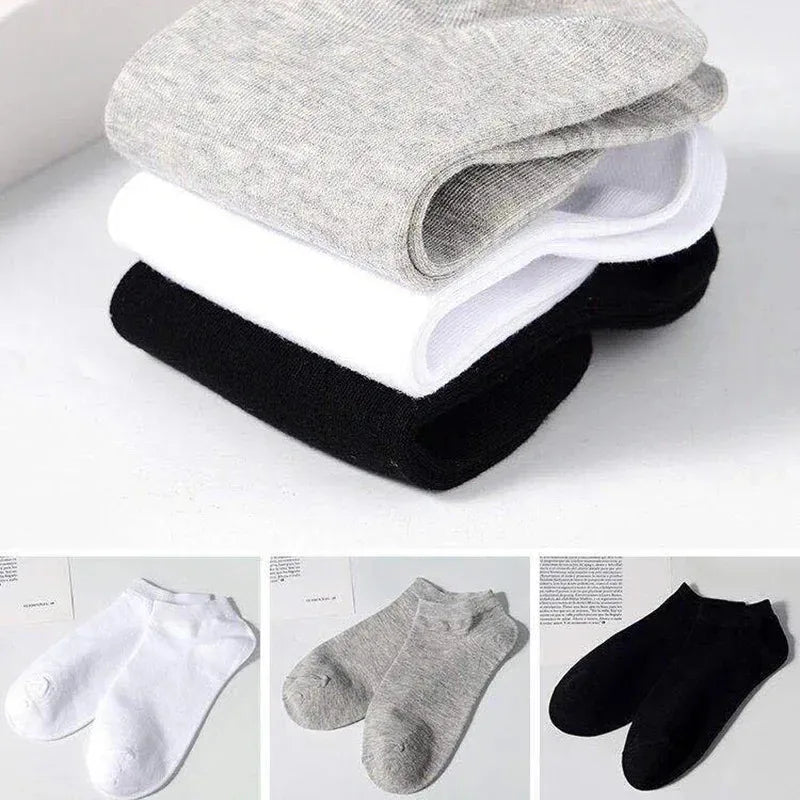 1-20pairs Wholesale Unisex Socks, Breathable Sports Socks, Solid Color Boat Socks, Comfortable Cotton Ankle Socks, White Oasis Select