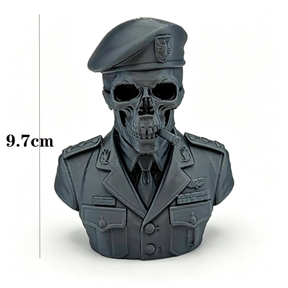 3D Printed Skeleton Undead Commander Half Body Dark Fantasy Half Body Skeleton Warrior Statue Desktop Collection Decoration Gift Oasis Select Grey