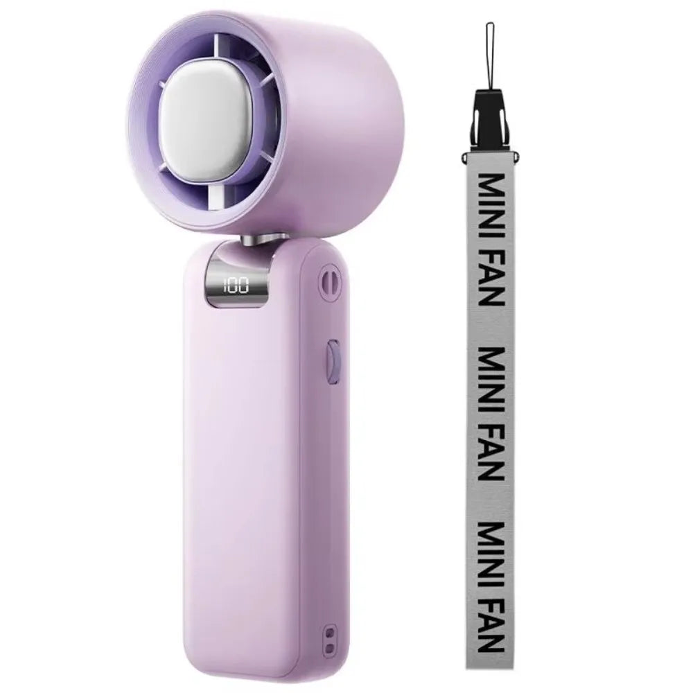 Travel Portable Small USB Charging Fan Rechargeable Stand Mini Hand Fan Convenient LED Digital Display Turbo Fan Lash Supplies Oasis Select Pink
