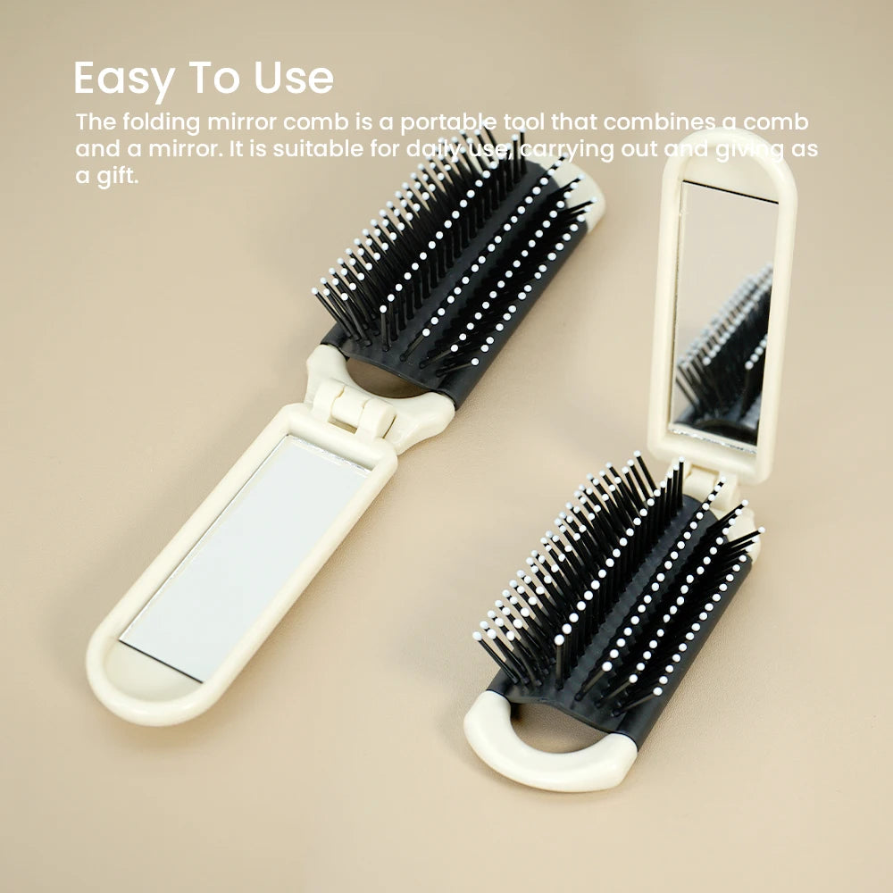 Foldable Air Cushion Comb with Mirror – Portable Travel Mini Comb Portable Hair Comb Oasis Select