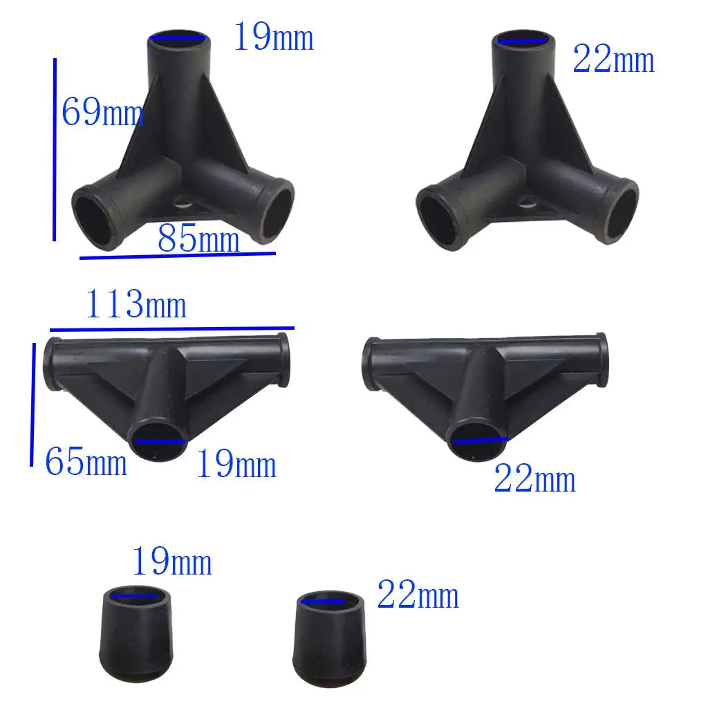 4Pcs19/22mm Heavy-Duty Plastic 3-Way Tee Connector Tent Pole Repair Tee Joint Connector for Tents Pipes Camping cots Canopy Oasis Select