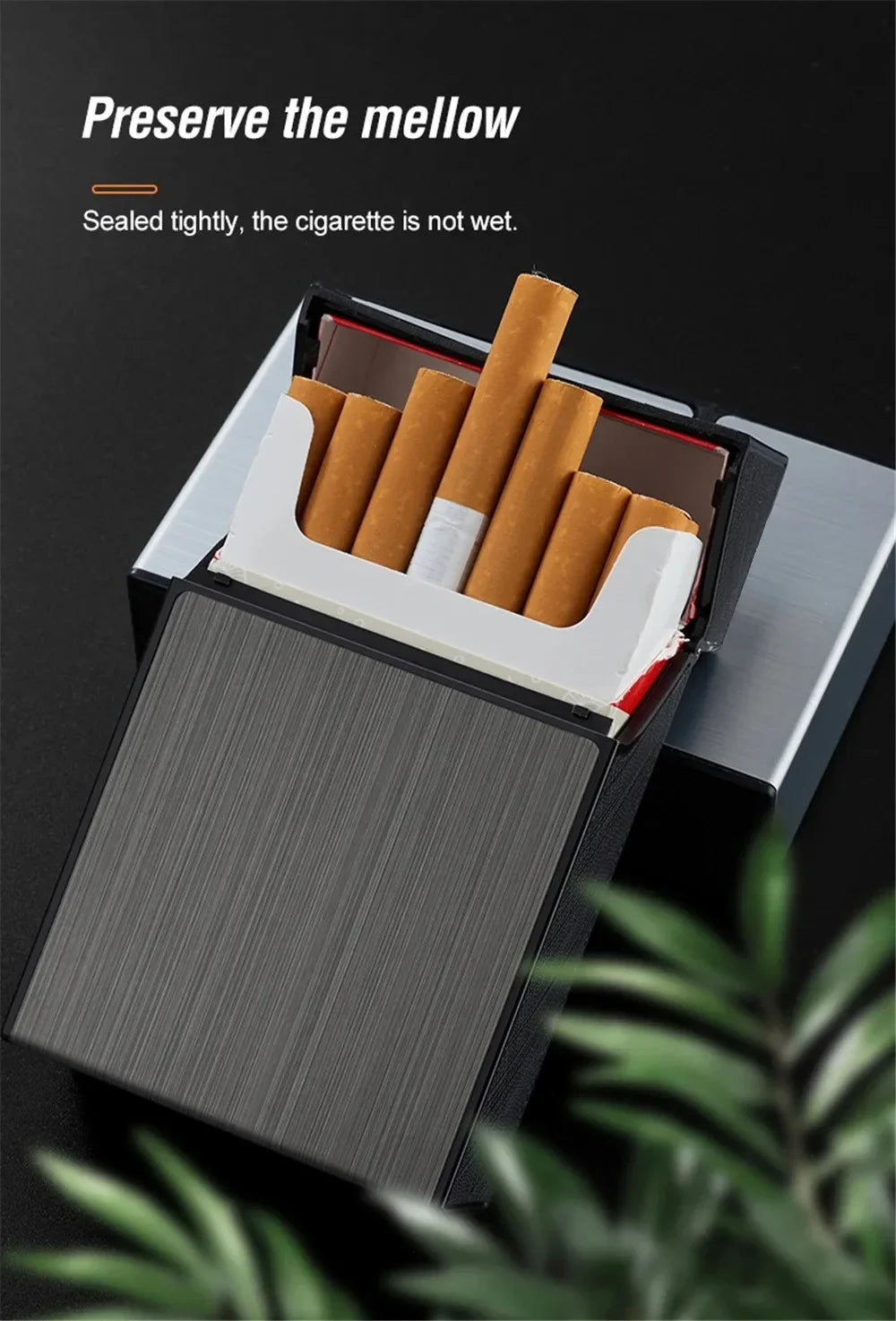 Portable Cigarette Case Metal Smoking Cigarette Box 20pcs Capacity Tobacco Holder Cigarettes Pack Cover Storage Box Men's Gadget Oasis Select