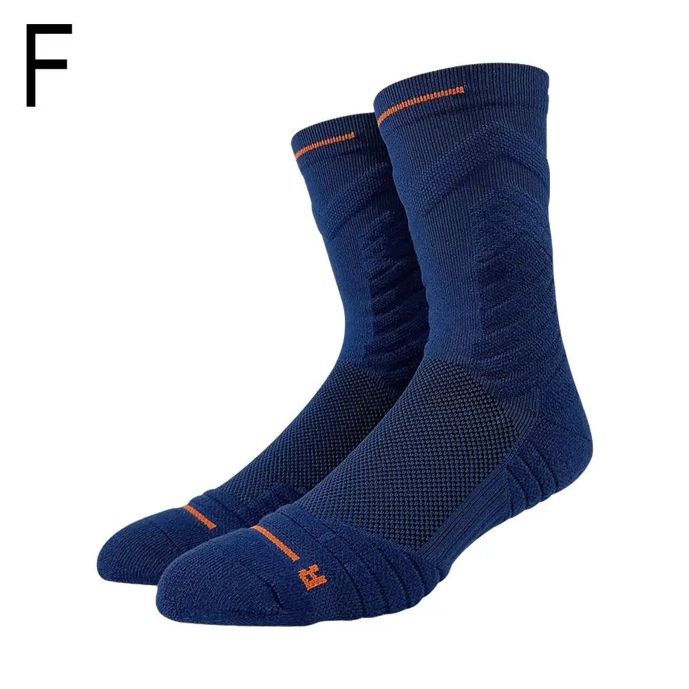 Men's Elite Thick Basketball Socks – High-Top Towel Bottom Athletic Sports Socks Oasis Select navy blue One Size