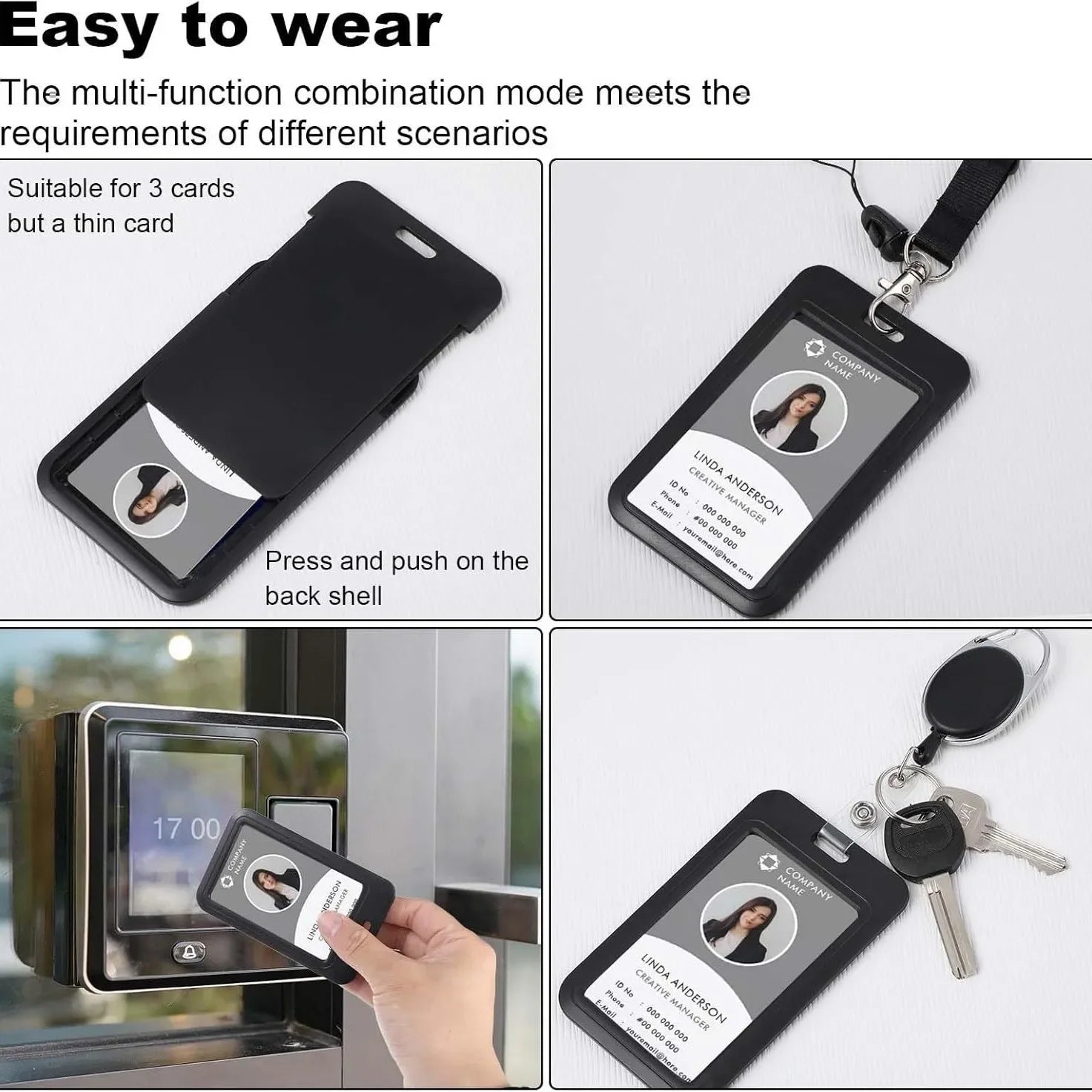Work Permit Card Set - Rope Retractable Neck Hanging Document Card Set - Chest Tag Access Control Hard Shell Protective Set Oasis Select