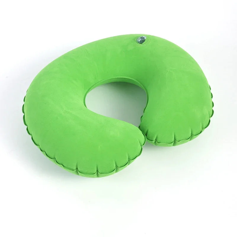 Inflatable C-Shaped Travel Neck Pillow | Portable PVC Cushion Inflatable Travel Pillow Oasis Select Green