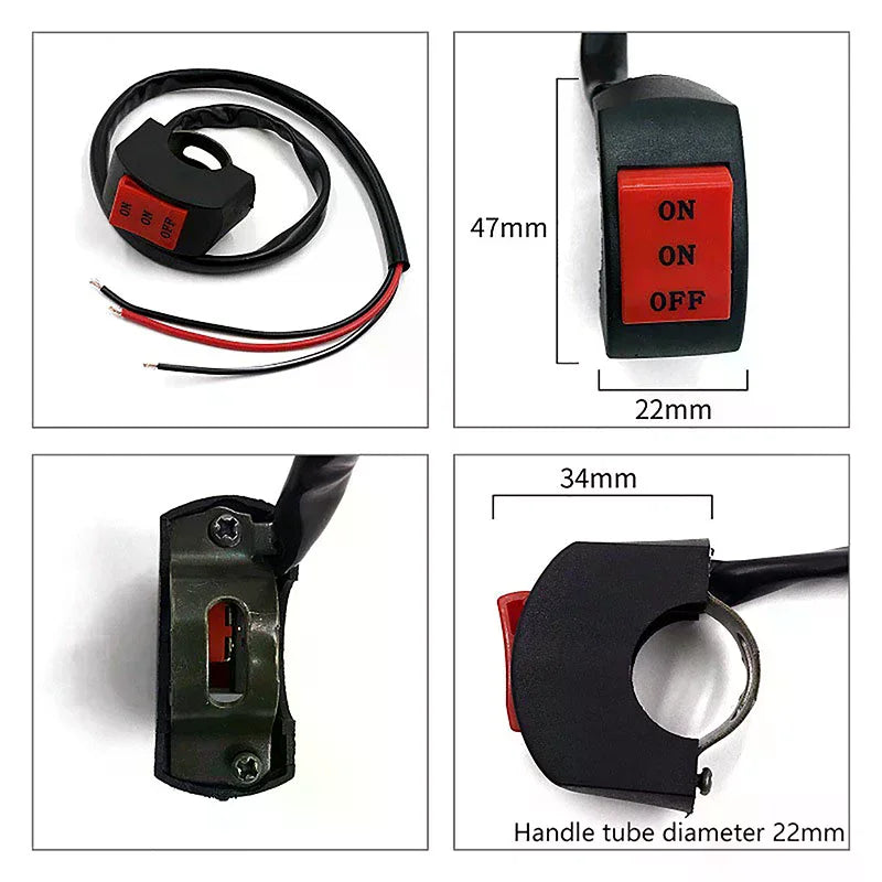 LED Headlight Switch Far Near Three Line Motorcycle Handlebar Switch Button Driving Light Switch Motorbike Switch Button Oasis Select
