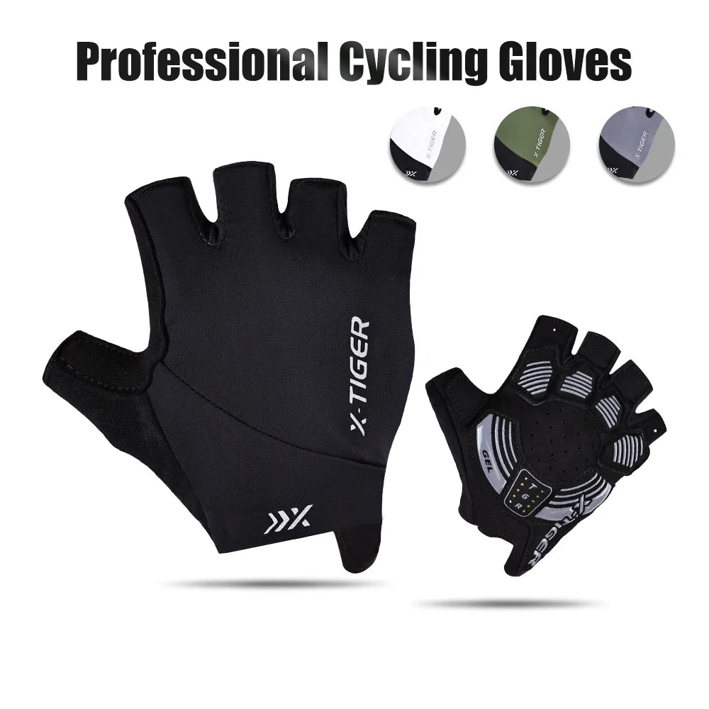 X-TIGER Men Women Cycling Gloves Breathable Damping MTB Road Bike Special Gloves Non-slip Bicycle Half Finger Gloves Oasis Select