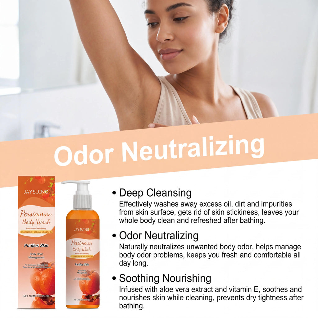 Persimmon Shower Gel – Cleansing, Deodorizing & Exfoliating Exfoliating Body Wash Oasis Select