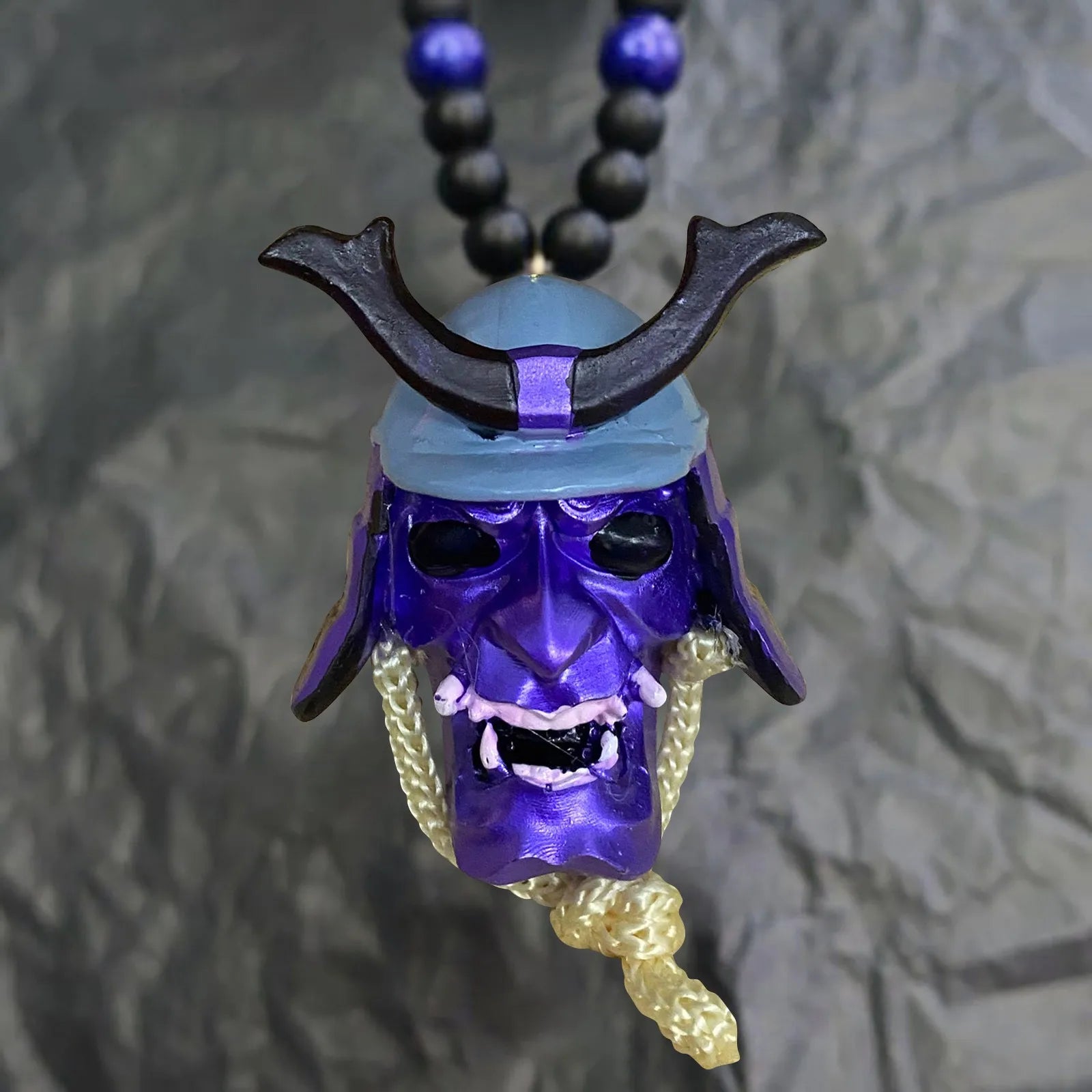 Samurai-Kabuto Helmet Hannya Japanese Oni Car Rear View Mirror Charm Japanese Ghosts Hanging Ornament Personalized Pendant Oasis Select D