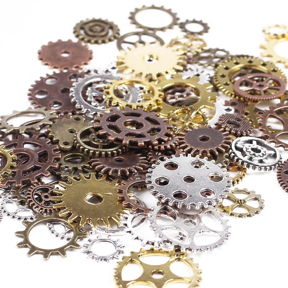 50g Antique Steampunk Gear Accessories Decor DIY Metal Pendants Charms for DIY Necklace Bracelet Crafting Jewelry Making Decor Oasis Select