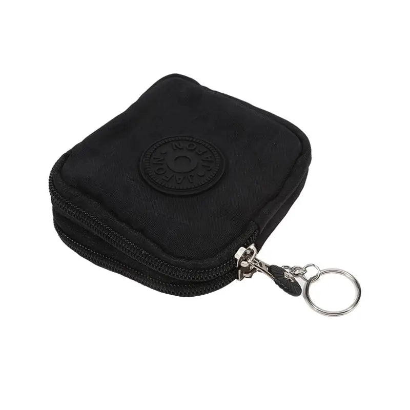 Mini Nylon Waterproof Coin Purses Key Bag Wallets Portable Square Small Card Holder Zipper Zero Wallets Card Bags Headphone Bags Oasis Select black