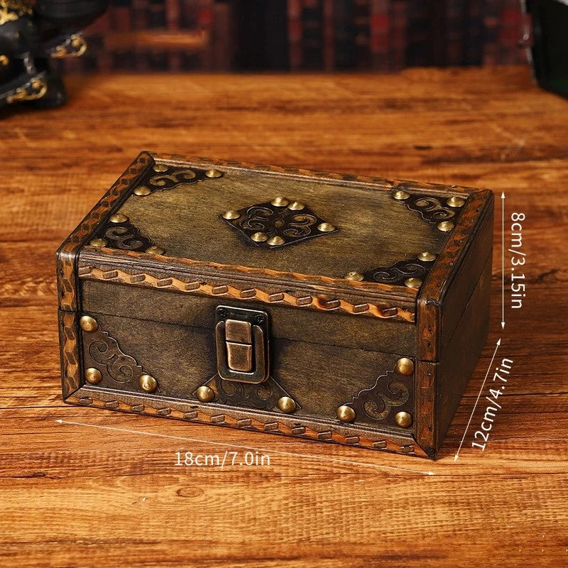 Wooden Jewelry Box Container Craft Box Organizer Holiday Treasure Props Gift Box Oasis Select Grey