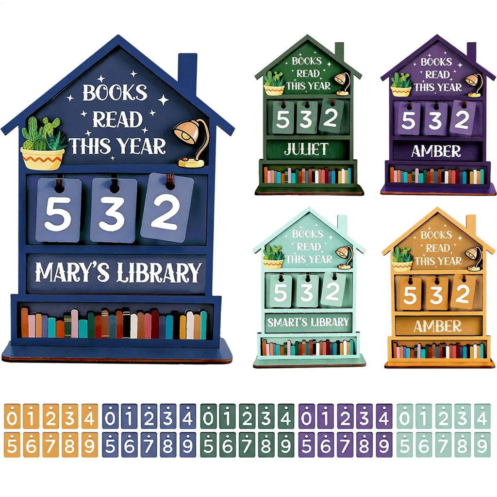 Books Read Tracker Manual Rustic Wooden Decorative Home Read Tracker Reading Sign Bookshelf Decor for Shelf Desk Table Display Oasis Select