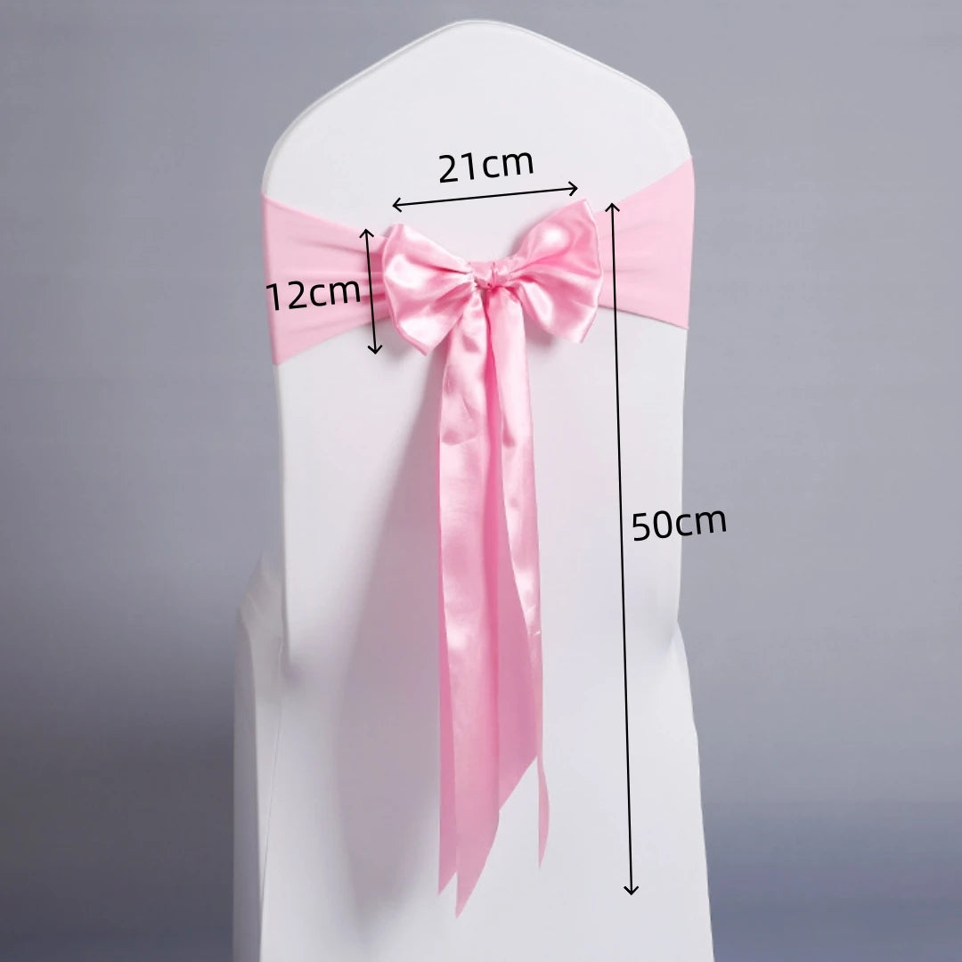 Wedding Decoration Spandex Chair Sashes Ready Made Bow Tie No Need To Tie Stretch Bands BIrthday Party Holiday Hotel Festival Oasis Select