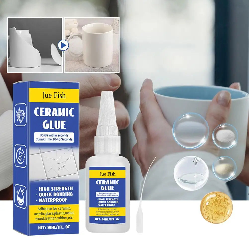 Ceramic Repair Glue Waterproof 30ml Glass Glue Ceramic Glue Pottery Glue Crafts Strong Adhesive Clear Glue for Pottery Porcelain Oasis Select