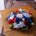 Candle Holder Wreath Festive Hydrangea Candle Holder Decorative Flower Ring Lightweight Artificial Flower Wreath For Dining Oasis Select Red Blue White