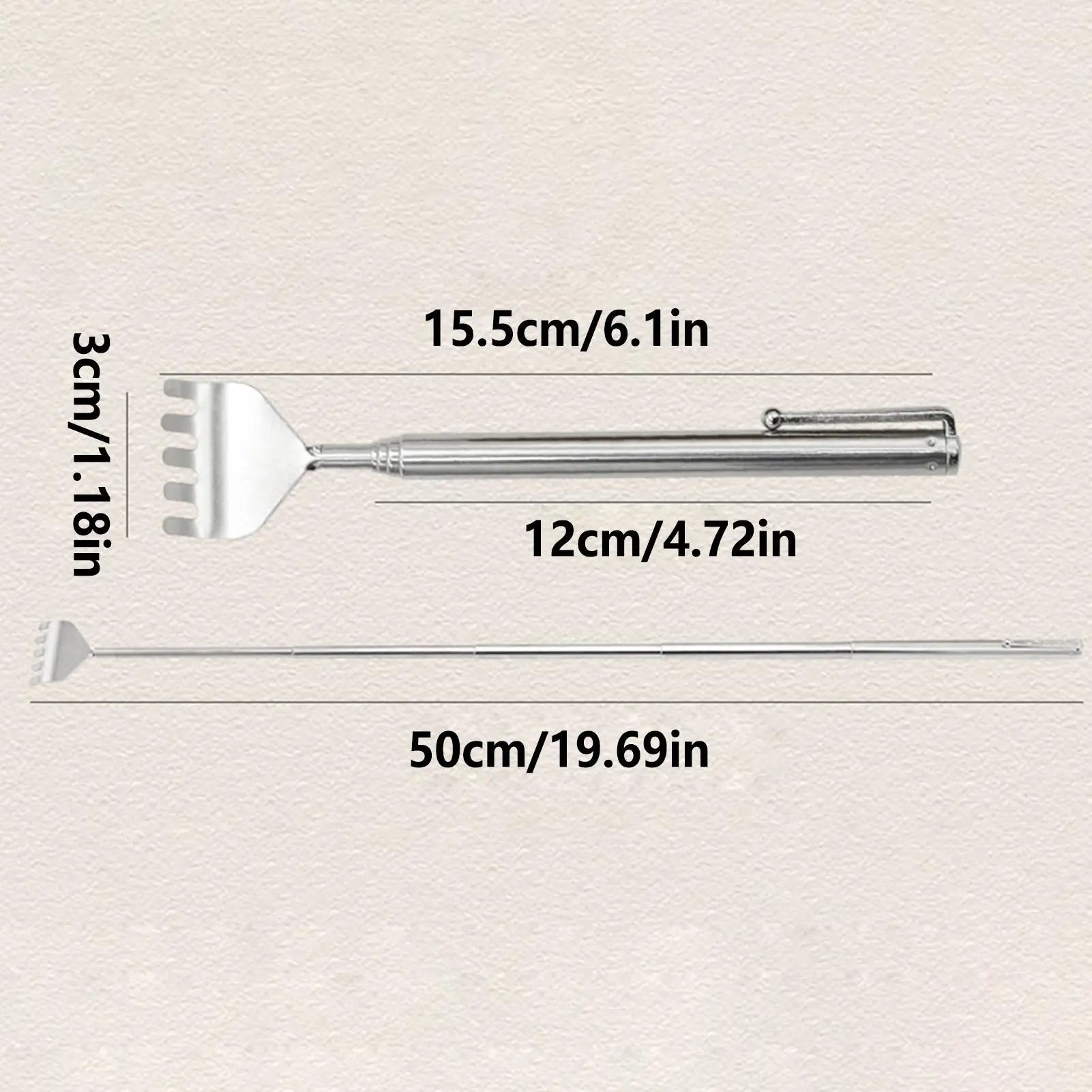 Telescopic Back Scratcher Stainless Steel extendable back scratching and massage tool for relaxation Includes pen clip design Oasis Select