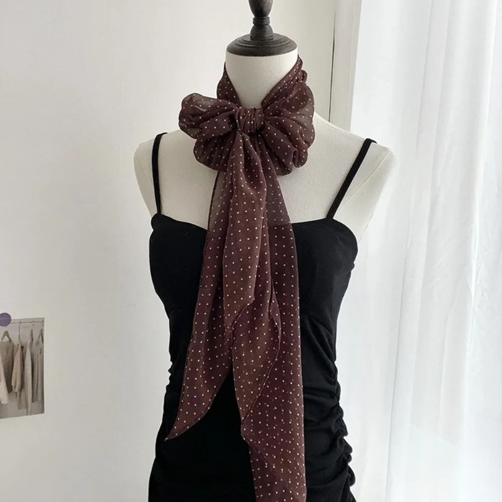 Fashion Headband Polka Dot Scarf Chiffon Multifunction Thin Head Scarf Polka Dots Long Scarves Women Oasis Select