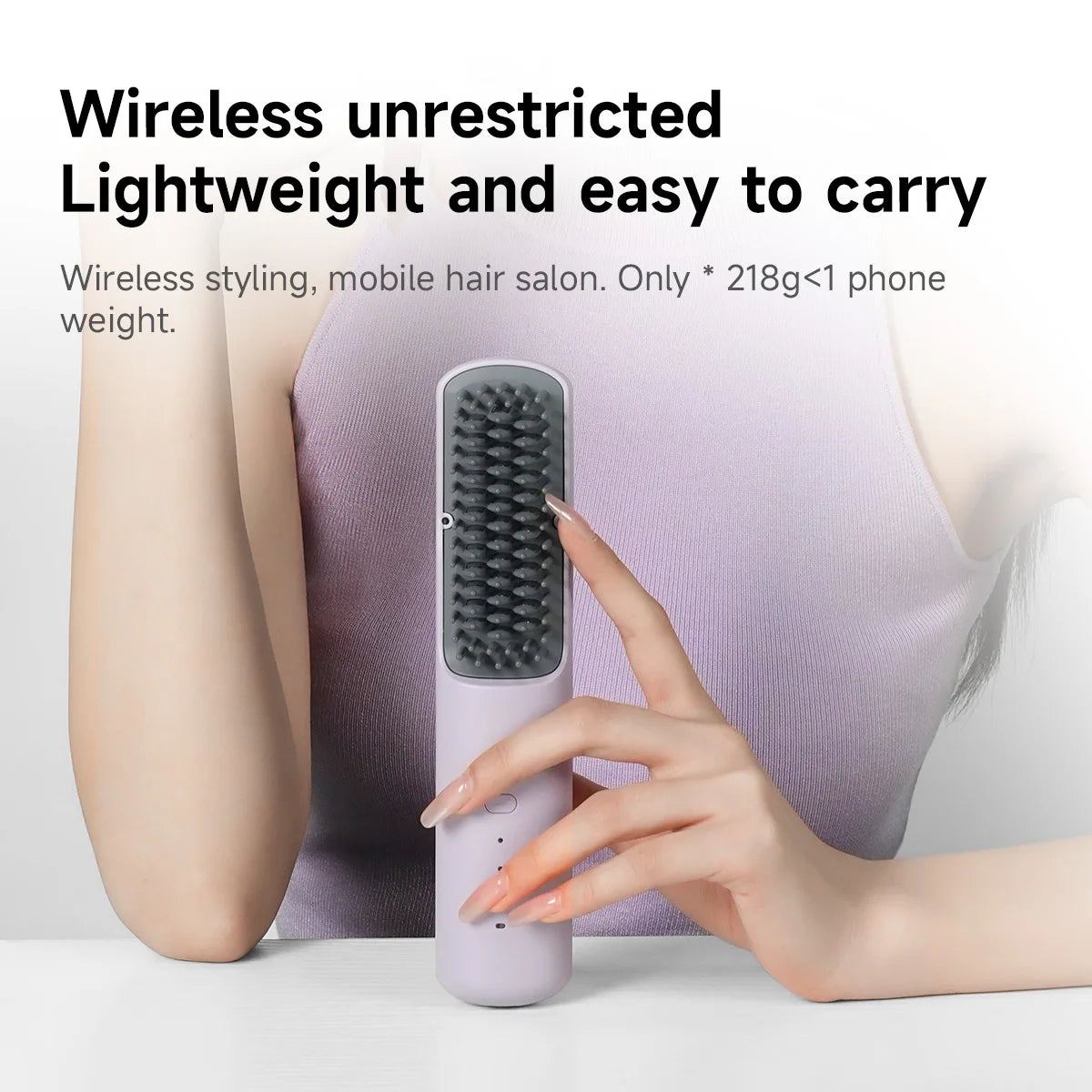 DOCOLAB 2-in-1 Straight Hair Comb Curler Negative Ion USB Charging 30s Heat Up Travel-Friendly Styling Brush Cordless Gift Oasis Select
