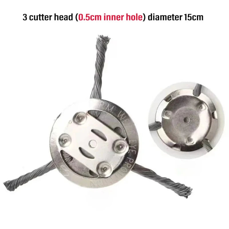 Weed Brush Head Steel Wire Wheel Grass Trimmer Head Removal Moss Rust Lawn Mower Grass Brush Disc Weed Brush Trimmer Heads Oasis Select 5.5.mm -3 Cutter