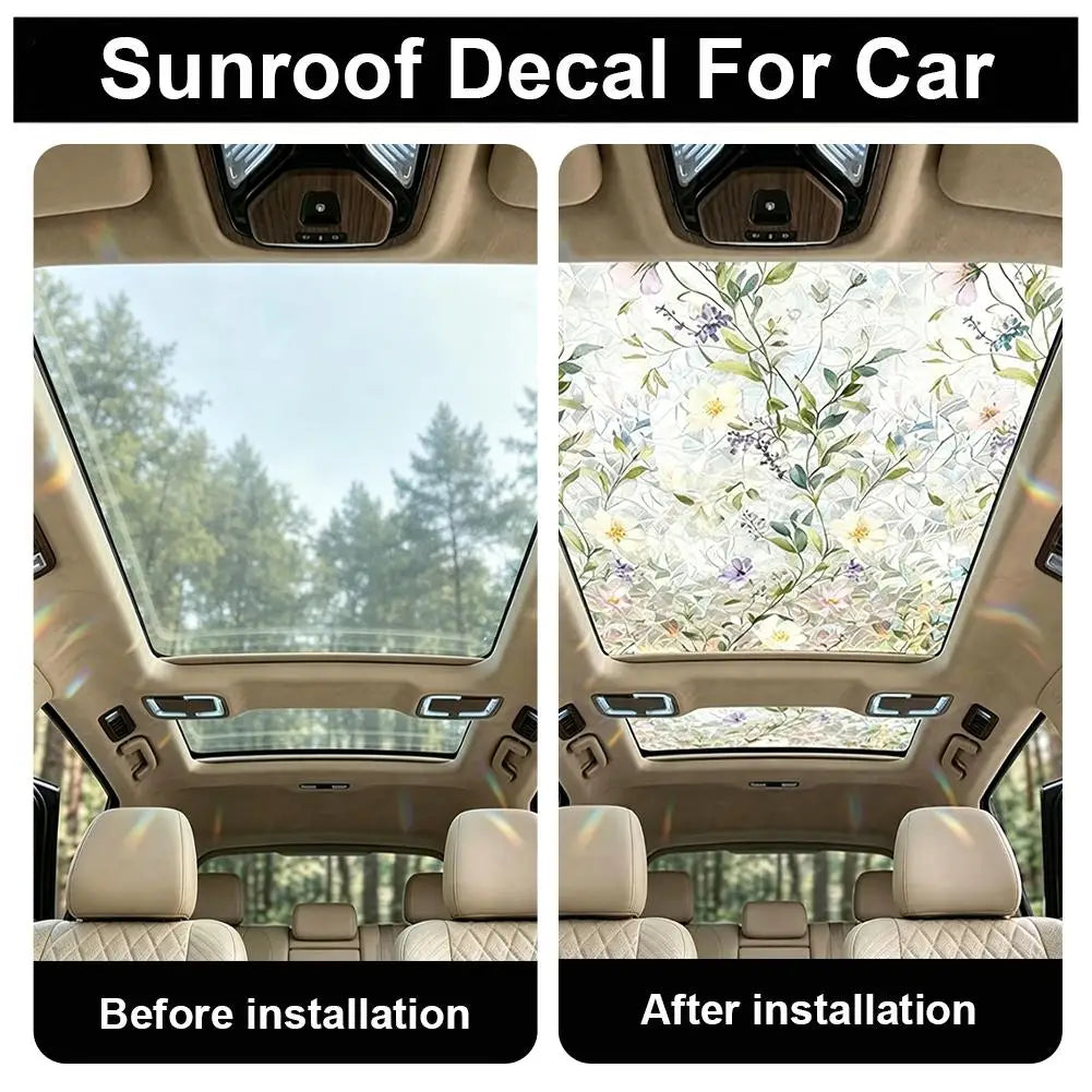Car Sunroof Tinting Window Sticker Plant Floral Glass Decal Film Removable Home Decor Window Decoration Oasis Select