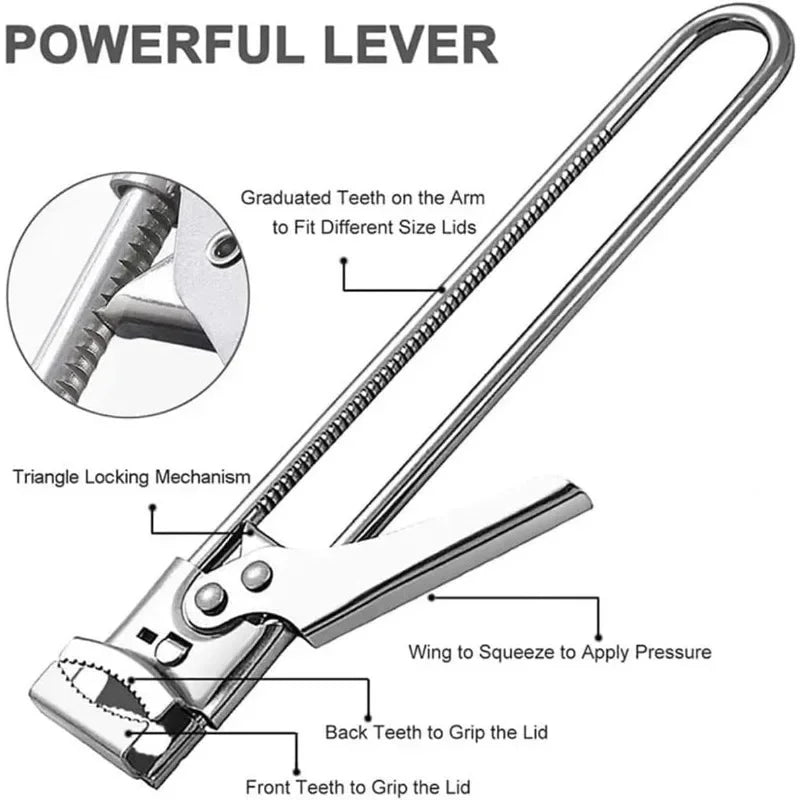 Adjustable Multi-Function Bottle Opener Stainless Steel Lids Off Jar Opener Labor-Saving Screw Can Opener For Kitchen Tools Oasis Select