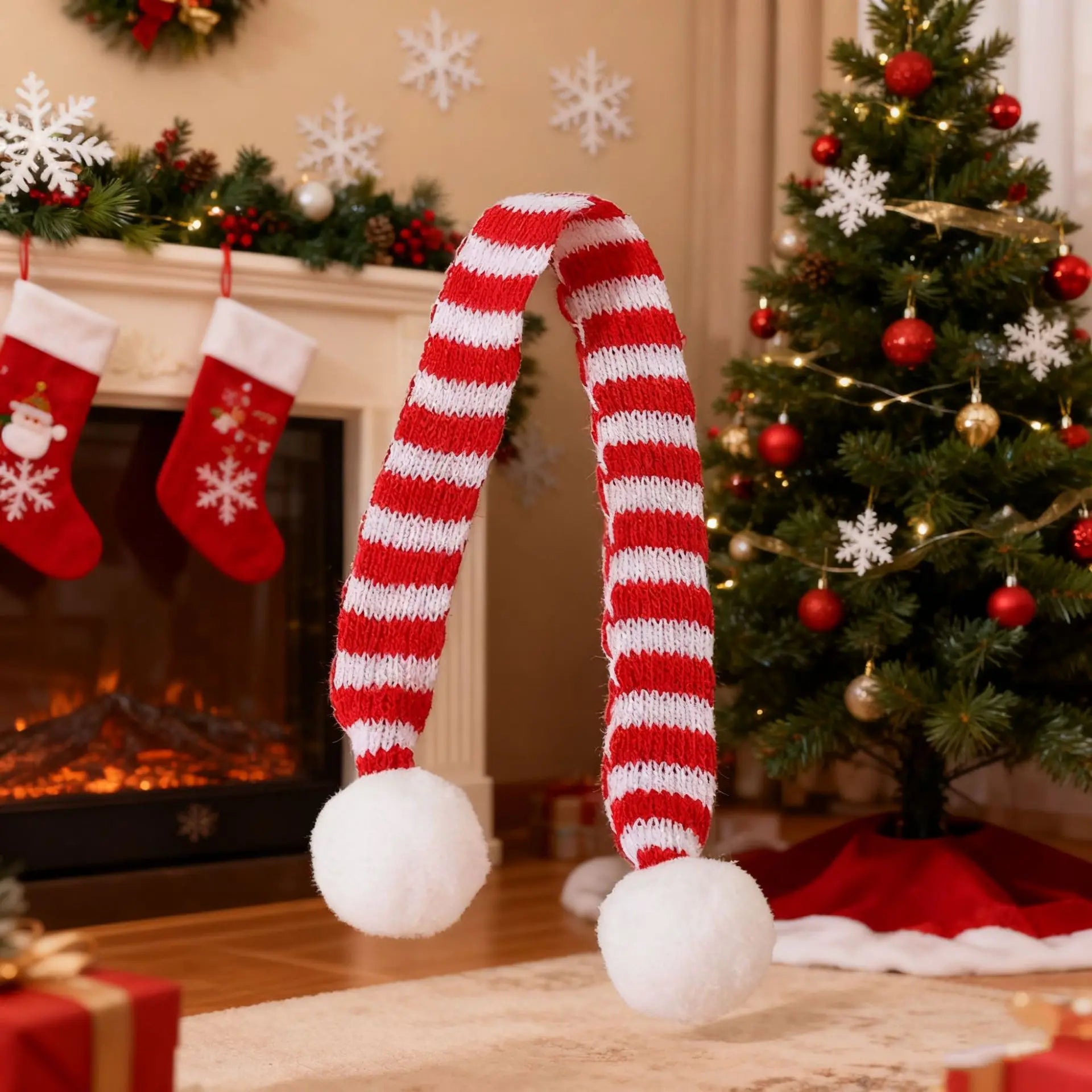 Christmas Knit Cat Scarf with Pom-pom Trim Pet Fashion Accessory Adjustable Kitten Neck Warmer Holiday Photo Prop Wholesale Oasis Select 01-50cm