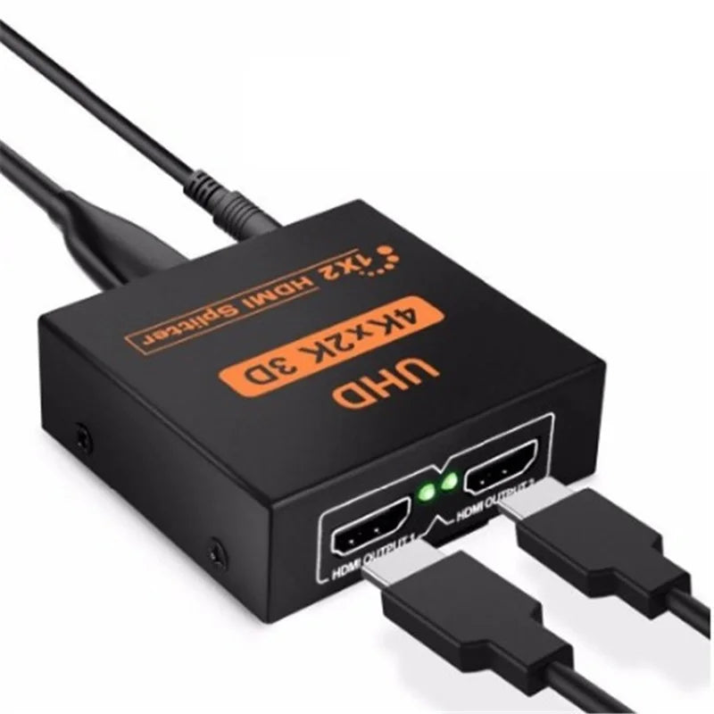 1 In 2 Out 4K HDMI-Compatible Splitter Converter Full HD 1080p Vide Switch Switcher 1X2 Dual Display For HDTV DVD PS3 Xbox Oasis Select