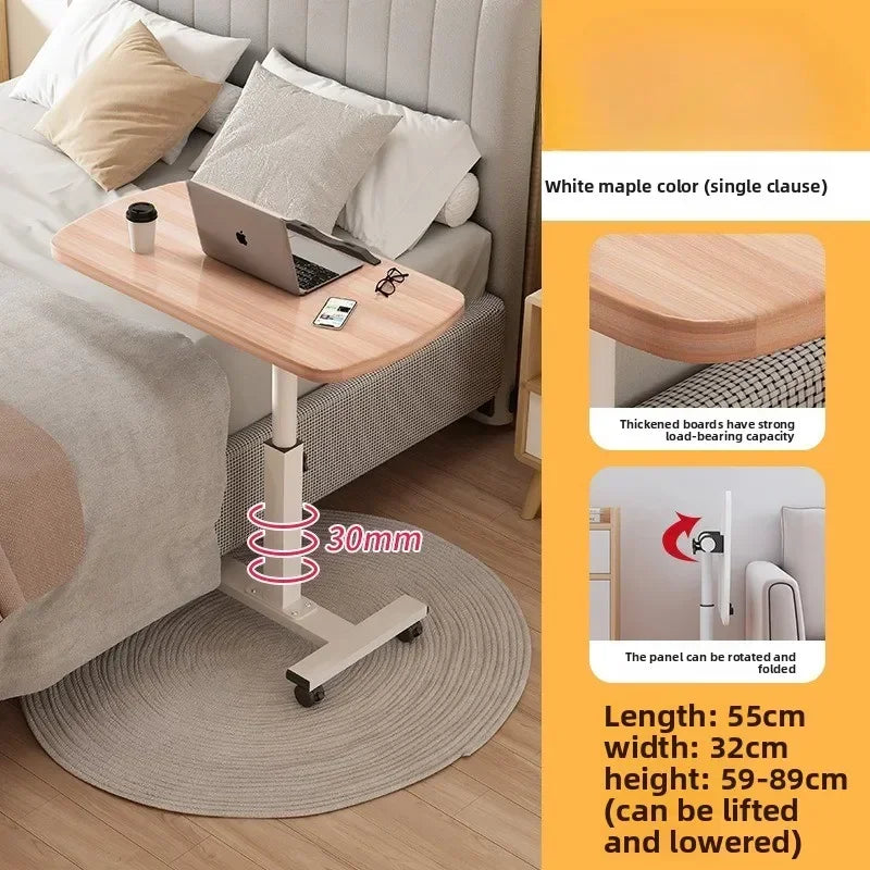 Multi-functional Household Goods Bedside Table Sofa Side Desk Bedroom Removable Lift Lazy Computer Desk Office Small Table Oasis Select F-D-White Maple