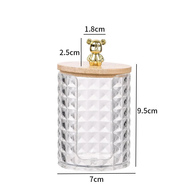 Acrylic storage box, home desktop bear-shaped storage container, premium portable transparent desktop organiser Oasis Select golden C