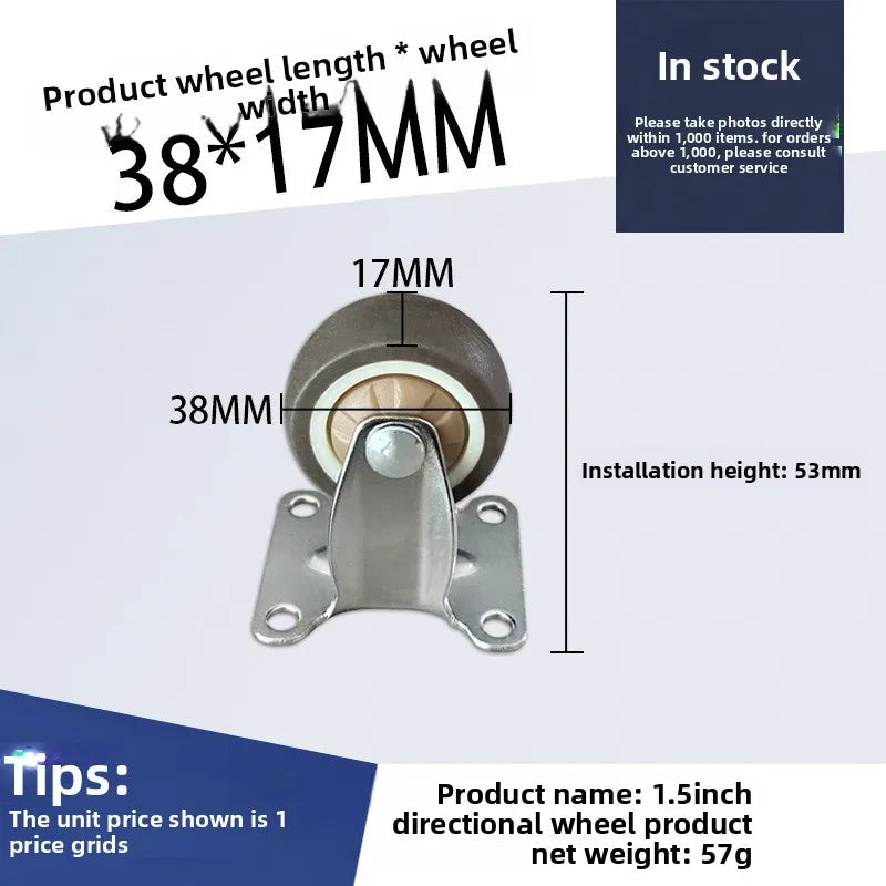 4pcs 1 1.25 1.5 2 Inch Furniture Caster Soft Rubber Universal Wheel Swivel Caster Roller Wheel For Platform Trolley Accessories Oasis Select 1.5 inch A
