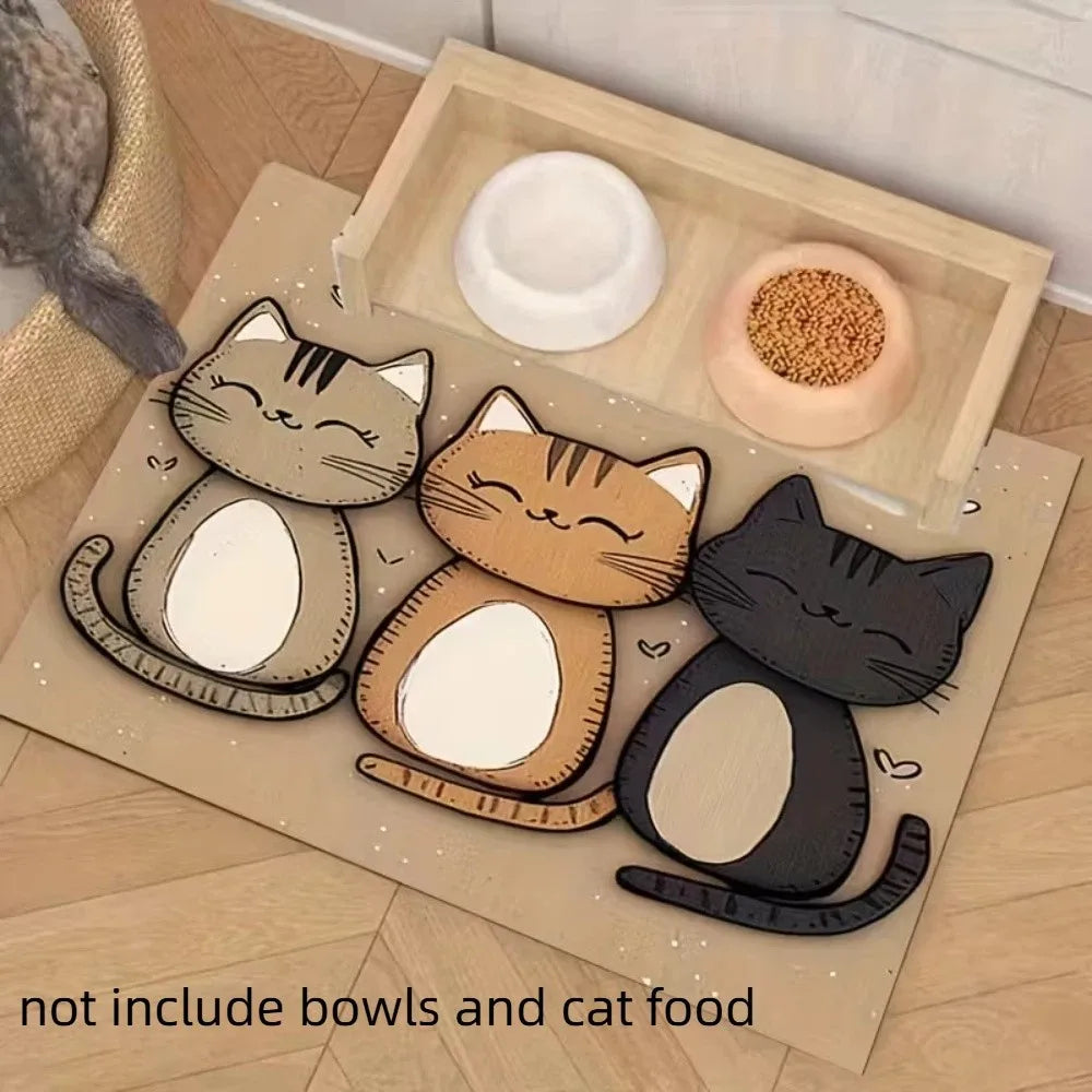 Practical Cartoon Cat Feeding Mat Non-slip Diatom Mud Dog Food Bowl Mat Quick-dry Desktop Pet Bowl Pad for Pet Shop Oasis Select 110cm StyleA 40cm