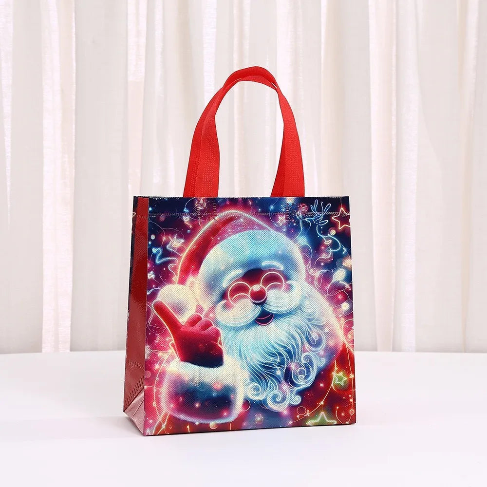 Merry Christmas Non-woven Tote Bag Kids Gift Fabric Packaging Large Handbag Waterproof Storage Reusable Pouch Oasis Select U Other