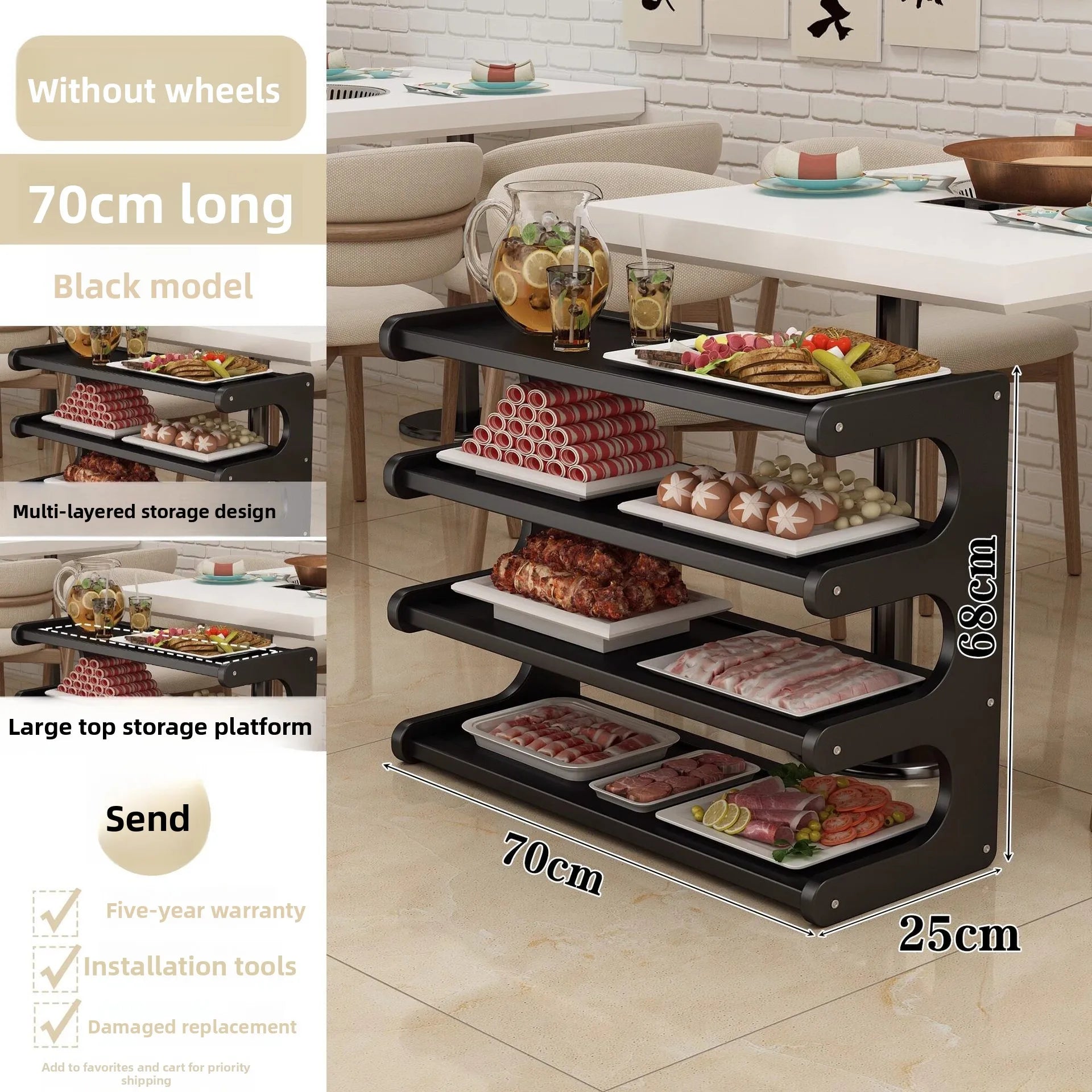 Household shelves Multifunctional kitchen preparation Multi-layer hot pot trolley Finishing shelves Storage racks Movable Oasis Select Wheelless 4 70 long
