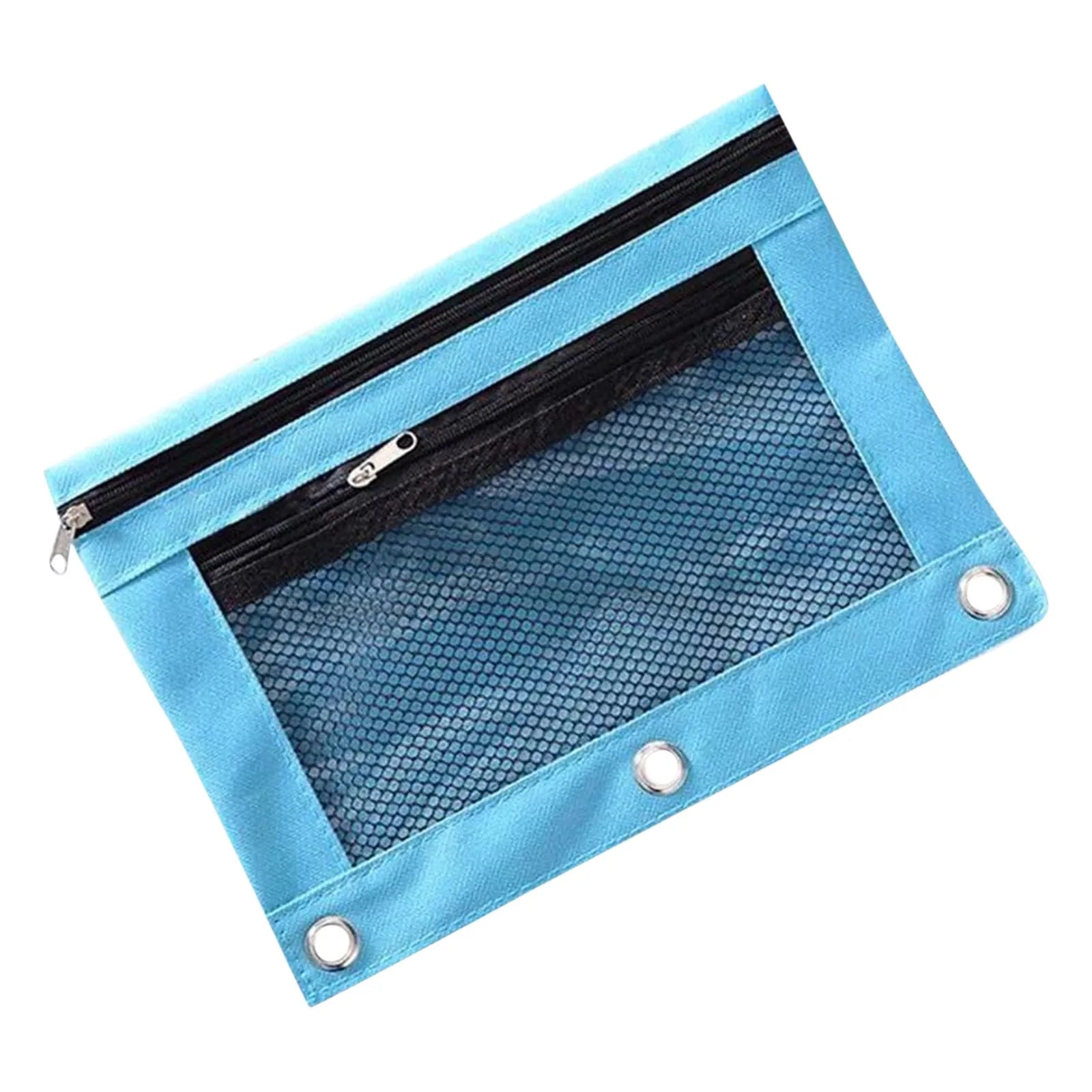 Colorful Double Layer canvas Cloth Zipper Paper File Folder Book Pencil Pen Case Bag File Document Bags Oasis Select Blue