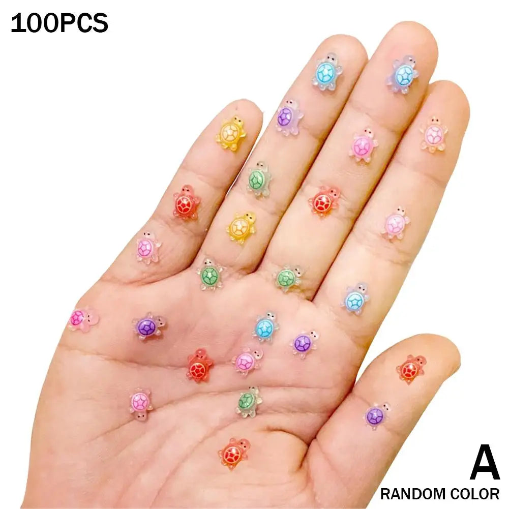 100Pcs Mixed Nail Art Resin Cartoon Little Turtle Series Rhinestones DIY Craft For Nail 3D Decorations Jewelry Oasis Select 100pcs