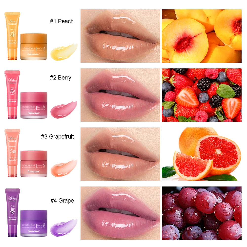 Moisturizing Lip Care Kit Lip Glowly Balm Sleeping Lip Mask Deep Hydrate Night Sleep Mask Reduce Lip Lines Remove Dead Skin Oasis Select