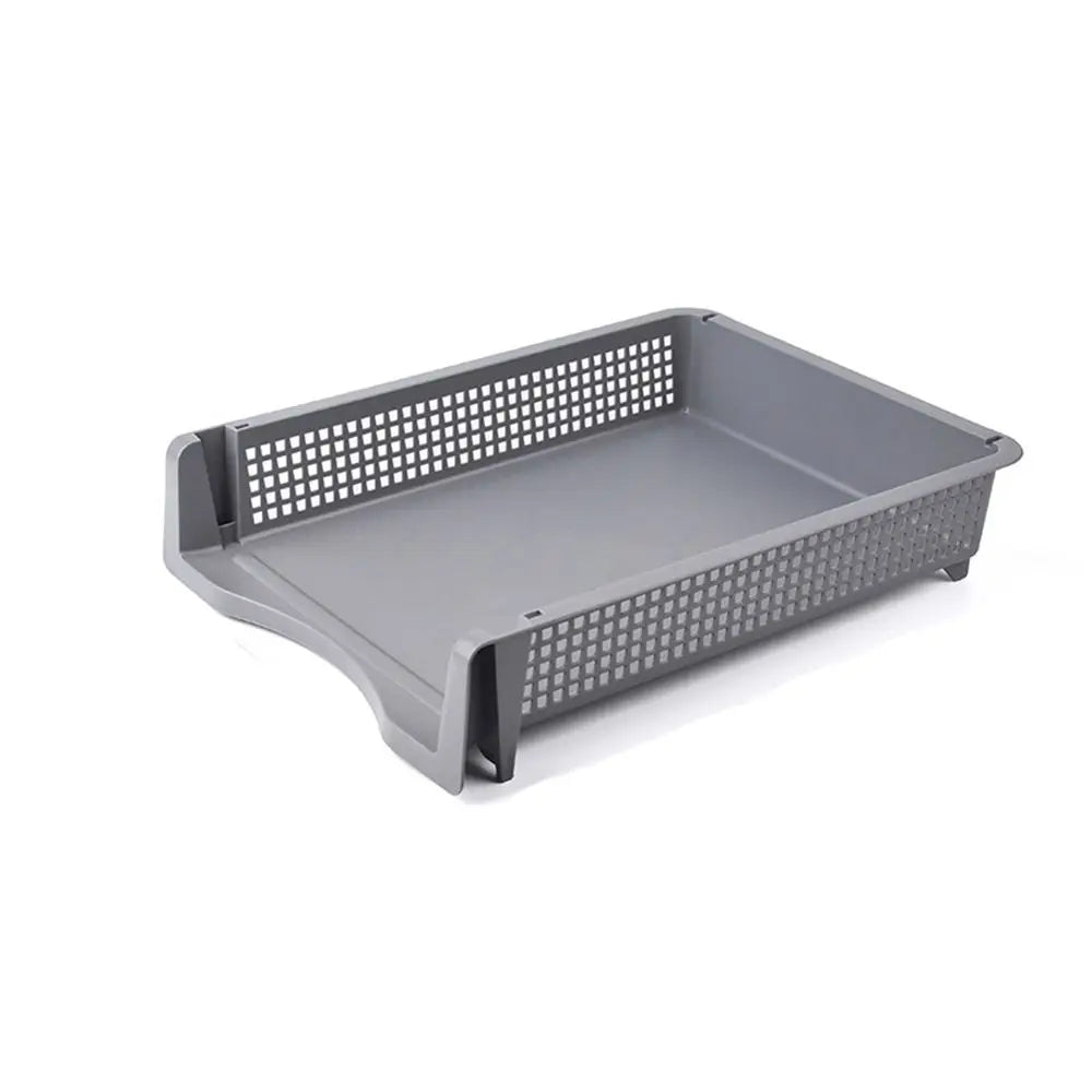 File Box Desktop A4 Document Organizer Stackable Laminated Plastic Papers Rack Storage Tray for Home Office Oasis Select grey-320x250x70mm