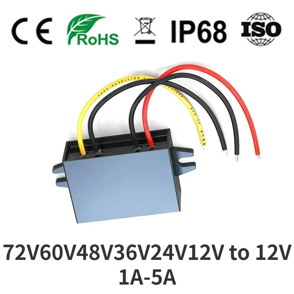 12V 60V 48V 36V 24V to 12V 1A-5A Step-down 60V-12V Buck Truck Boat Car Power Supply Voltage Regulator Transformer DC Converter Oasis Select