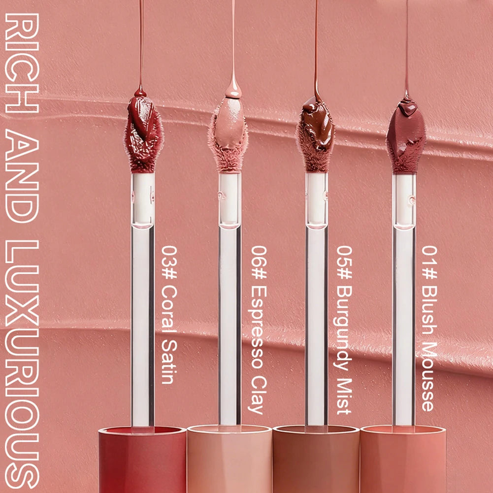 Velvet Matte Lip Mud Creamy Liquid Lipstick Smudge Proof Transfer Resistant Nude Red Brown Lip Gloss for Daily Makeup Oasis Select