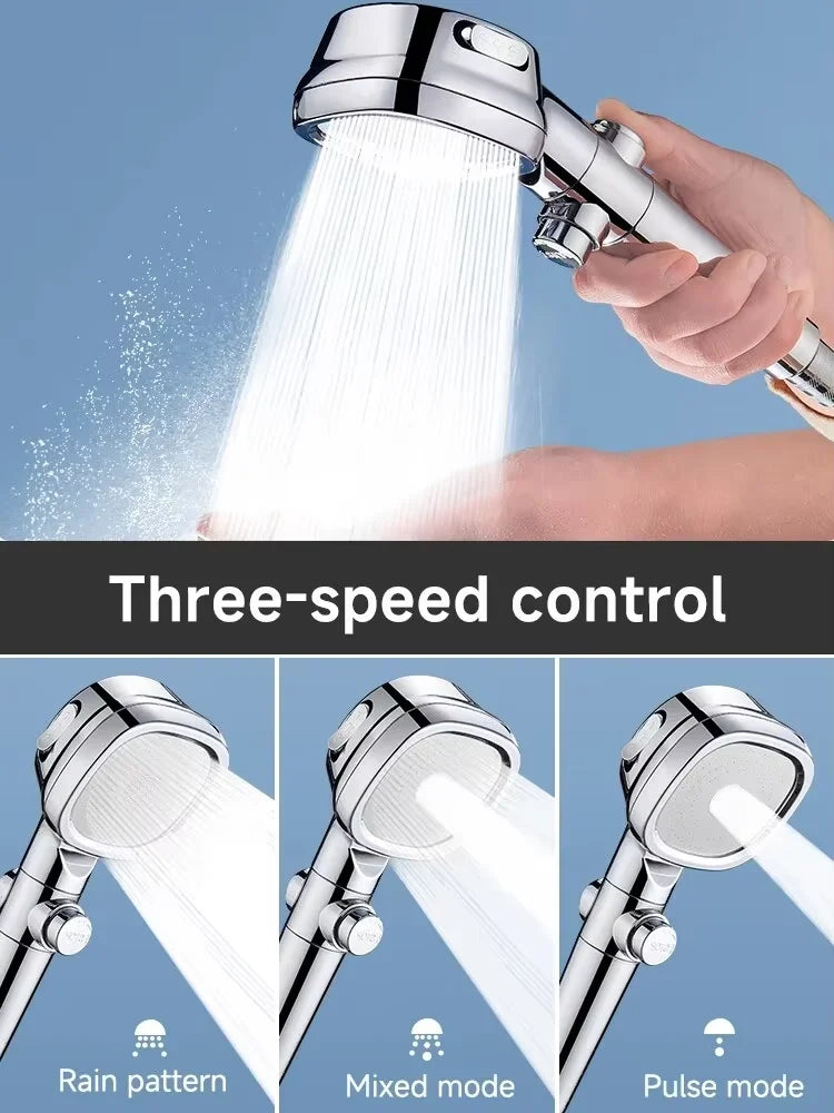 Square Adjustable High Pressure Shower Head Filter Water Saving Shower Head One Click Water Stop Bathroom Accessories Oasis Select