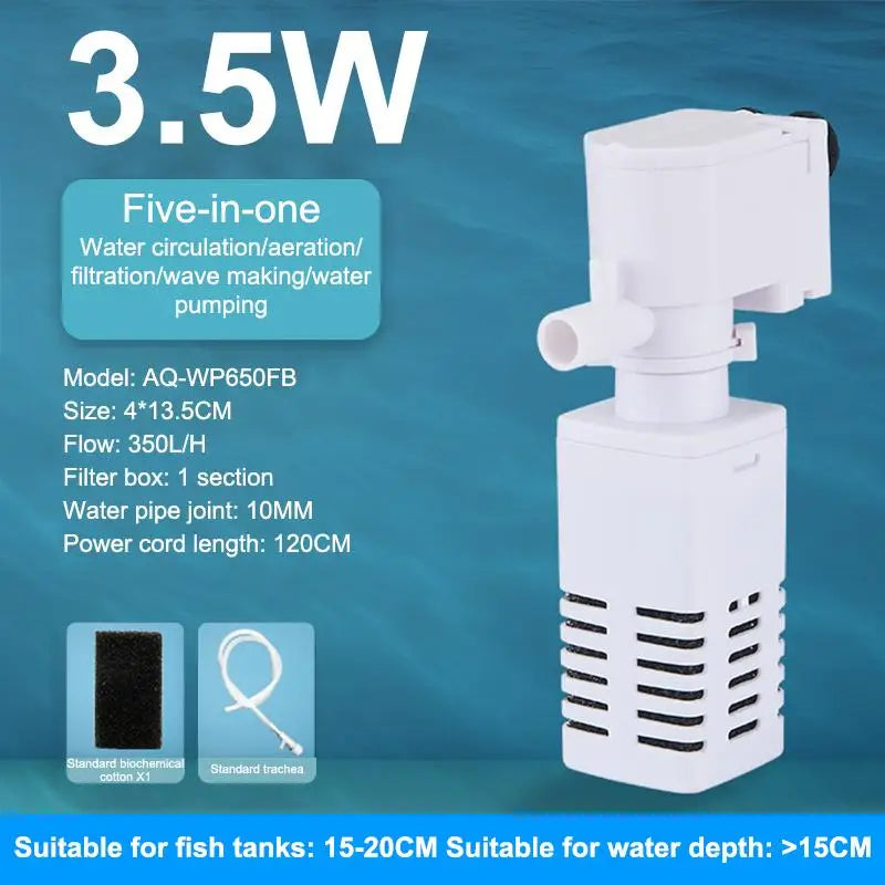 4-in-1 Silent Submersible Aquarium Filter Pump 220V Wave Maker