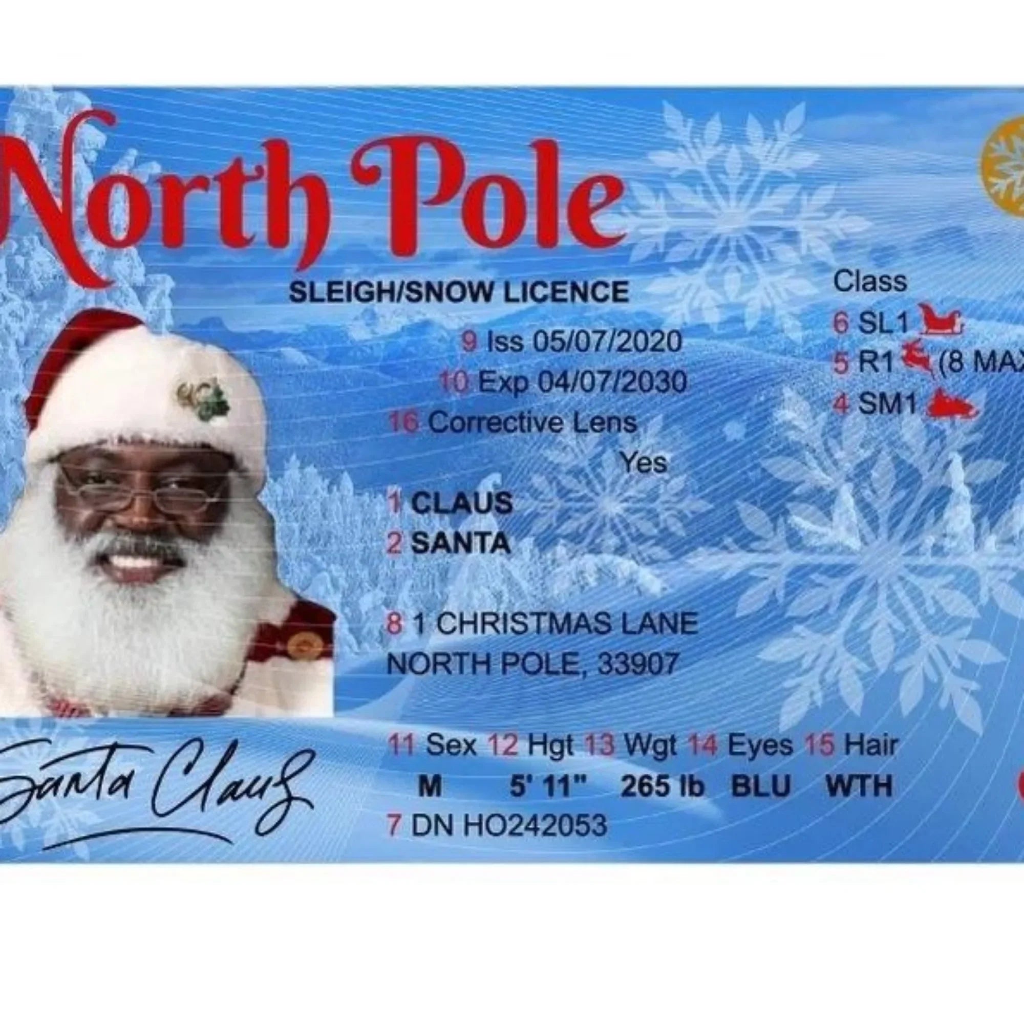 Card Santa Claus Flying Licence Christmas Eve Driving Licence Christmas Gift For Children Kids Chris Lost ID Card Santa License Oasis Select