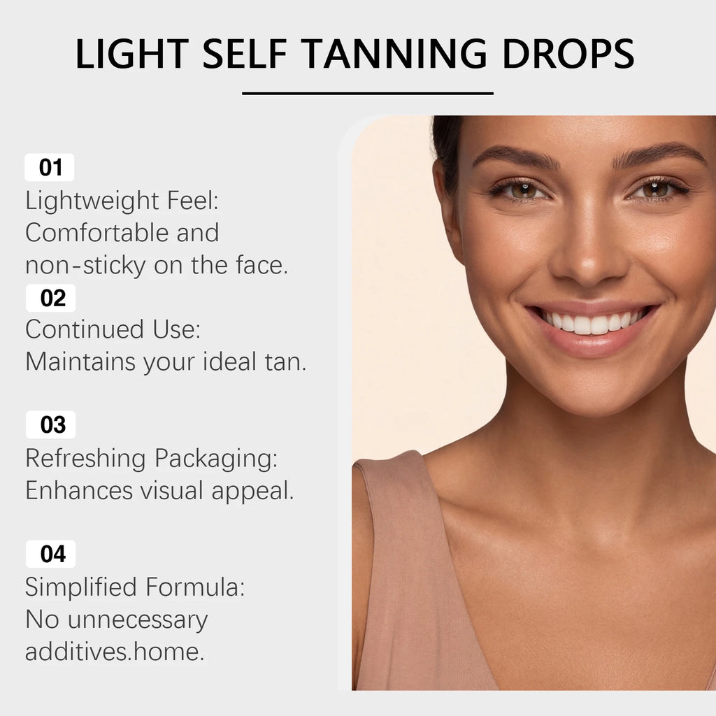 Self Tanning Drops Sunless Tanner Serum Face Body Natural Bronze Tone Even Skin Tone Moisturizing Glowing Hydrating Bronzing Oasis Select